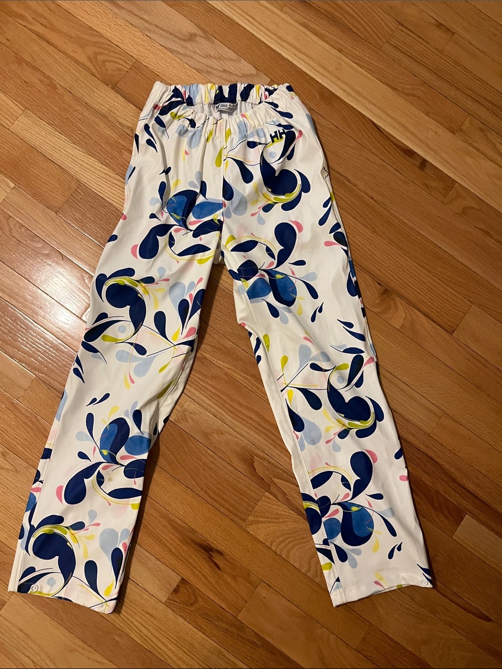 Helly Hansen weatherproof Pants with Navy, Yellow & Pink Splash Print